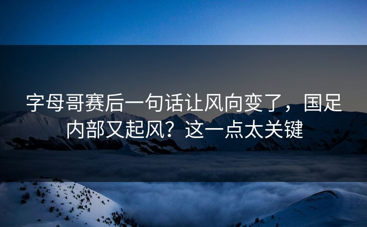字母哥赛后一句话让风向变了，国足内部又起风？这一点太关键